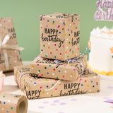 Birthday Kraft Wrapping Paper Roll, Happy Birthday Lettering & Colored Polka Dots Kraft Design For Birthday, Holiday, Party, Baby Shower, 17 Inches X 32.8 Feet (46.45 Sq.Ft.)