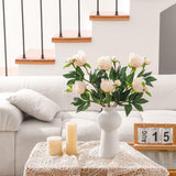 6Pcs Realistic Champagne Artificial Peony Flowers,18.9 Inch Double Heads Silk Fake Peonies Flowers With Long Stem For Vase Arrangement,Wedding Centerpieces,Indoor Decor