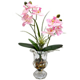 Artificial Pink Orchid Flowers In Glass Vase Phalaenopsis Flowers Potting And Fake Fleshiness Ornament For Home Bathroom Office Table Centerpiece Room Decorations