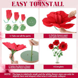 1 Set 4.5 Ft Valentine'S Day Giant Artificial Flowers Giant Rose For Valentines Decorations Huge Flannel Flower With Standing Base Creative Gift For Window Reception Banquet Ceremony (Red)