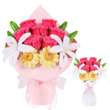 Pink Roses Artificial Flowers Bouquet Fake Rose Flower Bouquet Eternal Preserved Roses Bouquet For Valentine'S Day Anniversary Real Touch Flowers Birthday Gifts For Mom Grandma Women Party Home Decor