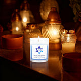 Yahrzeit Candles - Yahrzeit Memorial Candles, Jewish Sympathy 24 Hour Prayer Mourning Memory For Deceased, Jewish Remembrance Gift For Loss Of A Loved One, Yahrtzeit Funeral Decoration Blue Soy Wax