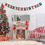 Merry Christmas Banner-Red And Green Merry Christmas Sign Felt Garland For Christma Party Decorations Holiday Mantle Fireplace Home Decor