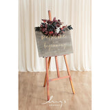2Pcs Fall Wedding Floral Swag Welcome Sign Artificial Flowers Backdrop Garland Black Burgundy For Ceremony Reception Door Wall Easel Home Decoration Entryway Outdoor Head Table Decor
