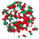 Christmas Pom Poms Pompoms For Art Crafts Gift Decorations, Red Green White, 400 Pieces