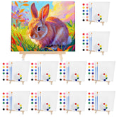 10 Set Acrylic Paint Canvas Set – 8X10 Inch Mini Canvas Painting Kit With 10 Wood Easels, 20 Brushes, 12 Watercolour Paints, 10 Palettes – Art Supplies For Beginners, Ideal For Parties & Diy Painting