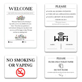 5 Acrylic Air Bnb Sign Bundle, Magnetic Welcome Signs | Wifi Password Fridge Magnet, House Rules – Do Not Flush For Bathroom Toilet Guests | No Smoking Signage | Str Host | Rental Home | Vrbo Signs