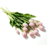 15Pcs Fake Tulips Artificial Flowers Real Touch Latex Bouquet Faux Tulips For Centerpiece Arrangements Wedding Party Home Décor (Light Pink)