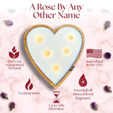 Dough Bowl Candle Co. Rose Candle - 10X10X2 Large Heart Shaped Scented Soy Candles For Women, Valentines Day Decor Gifts For Home, 5 Wick White Decorative Natural Aromatherapy, 30 Hour Burn Time