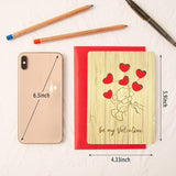 Handmade Wooden Valentine'S Cards, Love & Anniversary Greeting Cards With Cash Holder And Heart Keychain For Him Her Boyfriend Girlfriend, Valentines Gifts, Gifts For Boyfriend Girlfriend (Bear)