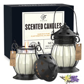 Scented Candles Gifts Set For Women, 2X 6 Oz Aromatherapy Jar Candles For Home, Vanilla & Lavender Soy Wax Long Lasting Retro Lantern Candles Perfect For Stress Relief Mum Yoga Bath Spa Christmas