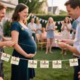 Woodland Animal Baby Shower Game Set, How Big Is Mommy Belly, 36 Cards With String, Wood Frame Stand, Mom-To-Be Badge