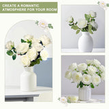 Artificial Roses Bulk White Silk Rose With Stem, 52Pcs Fake Flowers Decoration For Wedding Table Centerpieces Bridal Bouquet Home Decor