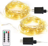 2 Pack 33FT 100 LED Plug In Fairy String Lights Warm White IP68 Waterproof Twinkle Lights with Remote for Bedroom Garden Christmas Decor