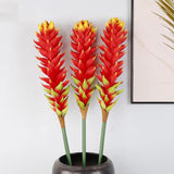 28" Artificial Ginger Lily 1Pcs Torch Bromeliad Flowers Orange Red Tropical Hawaiian Fake Silk Flower For Vase Bouquets Home Office Wedding Decor.