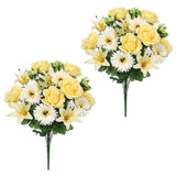 Set Of 2 Artificial Cemetery Flowers For Grave Yellow Cemetery Memorial Flowers For Cemetery Outdoor Grave Decorations Silk Flower Arrangements Rose Lily Gerbera Floral Flowers Bouquets