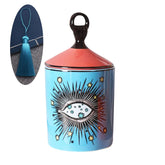 Big Eye Starry Sky Aromatherapy Candle Jar With Lid Ceramic Makecup Cotton Swab Holder Home Deocrative Bottler, Home Fireplace Kitchen Dining Decor For Living Room Knick Knacks Candle Holders