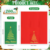 200 Pcs Christmas Guest Napkins Gold Foil Red Green Merry Christmas Paper Napkins Bathroom Disposable Hand Towels For Xmas Winter Party Supplies Bathroom Kitchen Decor