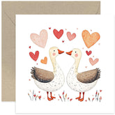 Special Happy Wedding Anniversary Card For Wife, Geese In Love Artwork Painting, Romantic Present For Him To Celebrate Marriage, Valentine'S Day Card For Boyfriend Girlfriend, Simple, Blank Inside