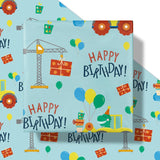 Birthday Wrapping Paper For Kids Boys, Mini Roll, Blue Dinosaur Truck With Balloons Happy Birthday Design Gift Wrap Paper Perfect For Boys' Party Gifts, 17 Inches X 16.4 Feet