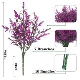 Artificial Outdoor Lavender Flowers,10 Bundles Artificial Flowers Uv Resistant Fake Outdoor Faux Plastic Flowers Shrubs For Indoor Outside Decorations(Fuchsia)