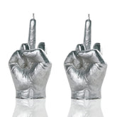 2 Pieces Middle Finger Candles Danish Pastel Room Aesthetic Aromatherapy Natural Soy Wax Decorative Candle For Bedroom Bathroom Wedding(Silver)