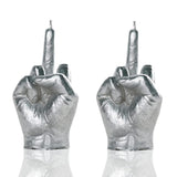 2 Pieces Middle Finger Candles Danish Pastel Room Aesthetic Aromatherapy Natural Soy Wax Decorative Candle For Bedroom Bathroom Wedding(Silver)