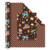 Monster Truck Wrapping Paper Roll - 1 Roll 17” X 33 Ft Brown Happy Birthday Wrapping Paper For Boys Kids Reversible Monster Trucks Gift Wrap For Racing Car Party Decorations Supplies