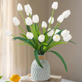 18.9 "Large White Imitation Tulip Artificial Flowers, 15-Piece Pack. Perfect For Spring Weddings, Valentine'S Day, Easter, Mother'S Day, And Elegant Home And Table Vase Arrangements.