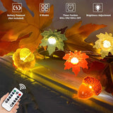 Thanksgiving Decor Lights 16.7Ft 50 Led 3D Pumpkin Acorn Maple Leaf Fairy String Light Fall Lights Battery Powered For H