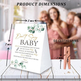 Don'T Say Baby Game For Baby Shower Clothespin Game, One 5X7 Coated Paper Sign And 50 Natural Clothespins, Succulent Theme, Gender Neutral -Ndsbb20