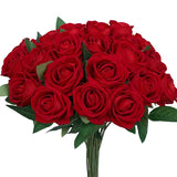 24 Pcs Roses Artificial Flower Silk Roses,Artificial Roses Bulk For Wedding Decorations Table Centerpieces, Mother'S Day Valentine'S Day Home Decor (Red)