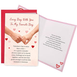 Romantic Hand Holding Valentine'S Day Card For Him Her, Valentines Love Letter Card For Husband Wife Partner, Every Day With You To My Favorite Day
