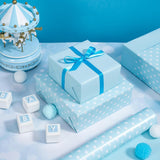 30 Inch Reversible Baby Blue Wrapping Paper - 30 Inch X 100 Feet Jumbo Roll Baby Blue Polka Dots Design, Perfect For Birthday, Baby Boy, Baby Shower, Wedding, Bridal Shower
