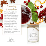 Winter & Fall Collection - Natural Soy Hand Poured Fragrant Candles, Frosted Jars With Bamboo Lid, Ideal For Home Decor & Relaxation, 90+ Hours Burn Time, 12Oz (Cranberry Marmalade 2)
