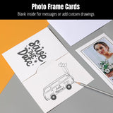 50 Count Photo Frame Cards With Envelopes 4X6 Paper Picture Frame Notecards Photo Card Holder And Envelopes Set For Christmas Greeting New Year Wedding Birthday Classroom Diy - White With Silver Lining