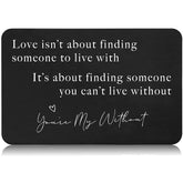 Valentine’S Day Gift For Boyfriend Husband Hubby Fiancé From Girlfriend Wife-Sentimental Engraved Wallet Insert Card Decor -Love Isn'T About Finding Someone-Wedding Christmas Birthday Gifts For Men