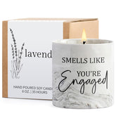 Engagement Gifts For Couples - Gift For Newly Engaged Couple, Fiance Wedding Bride Gift, Engaged Present 6 Oz Lavender Ceramics Candle