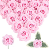 Velvet Rose Artificial Flower 25Pcs Fake Pink Rose Flowers Heads Faux Silk Flowers Heads For Diy Wedding Home Party Baby Shower Decor(Pink)