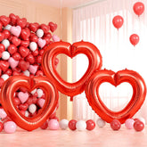 Red Heart Balloons,3Pcs 40Inch Large Hollow Out Heart Foil Balloon For Valentine'S Day Birthday Wedding Engagement Bridal Showers Anniversary Party Decorations