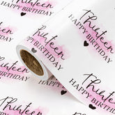 13Th Birthday Wrapping Paper Roll - Mini Roll - 17 Inch X 16.5 Feet - Blusher And Thirteen Happy Birthday Wrapping Paper For Girls Bday, Baby Shower, Party