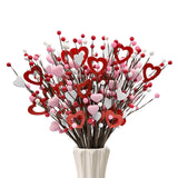 Valentine'S Day Decor, 20 Pack Heart Berry Stems Valentines Day Decorations For Tree, Artificial Flowers Valentine Picks For Wreath, Valentine'S Day Gifts, Valentines House Decorations