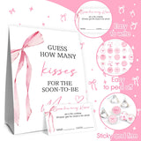 Bridal Shower Games Activities, Wedding Shower Games For Engagement Party Pink Bow Theme Decorations, Bridal Showers Game Guests, Guess How Many Kisses Activities