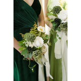 Flowers Avalanche Rose Elf Green Artificial Flowers 2.5" & 3.5" Mixed 16Pcs W/Stem Foam Fake Flowers For Diy Wedding Decor Centerpieces Arrangements Bouquets