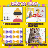 Cat Birthday Party Games For Kids, Pin The Bow On The Cat, Themed Pet Party Decorations Favors Supplies - 32 Stickers