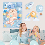 Pin The Pacifier On The Baby Shower Games Blue Balloon Baby Shower Decoration With Large Poster 48 Stickers Blindfold Pin Game For Birthday Party Decorations Activities Supplies