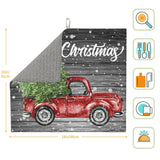 Farm Rustic Vintage Retro Old Merry Christmas Red Truck Drying Mat 16X18 Inch For Kitchen Counter Drying Mats Dish For Kitchen Counter Easy Clean Kitchen