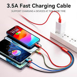 2 Pack 6FT 4 in 1 Multi Charging Cable 3.5A Braided USB Cable for iPhone Samsung