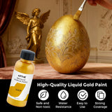 Liquid Gold Leaf Paint, 1.69 Oz/50 Ml Acrylic Metallic Gold Paint For Art Painting, Handcrafts, Non-Toxic, Non-Fading Touch Up Paints Ideal For Canvas, Wood, Fabric, Ceramic, Metal, Furniture