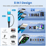 5FT 4 in 2 Multi Charging Cable with Apple Watch Charger USB C Lightning for iPhone Android
